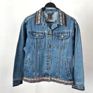 Stylish Blue Denim Jacket with Embroidery